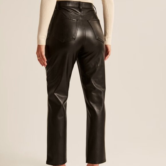 Abercrombie & Fitch Curve Love Vegan Leather Ankle Straight Pant, Size 30 - Picture 3 of 8